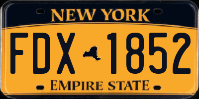 NY license plate FDX1852
