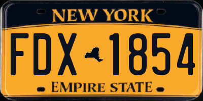 NY license plate FDX1854