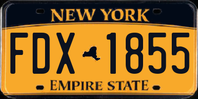 NY license plate FDX1855