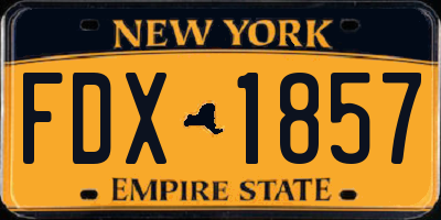 NY license plate FDX1857