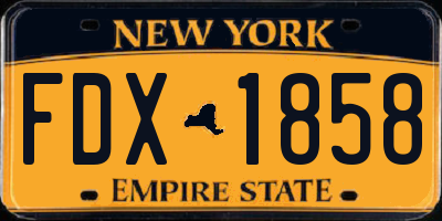 NY license plate FDX1858