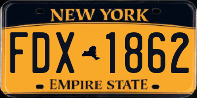 NY license plate FDX1862