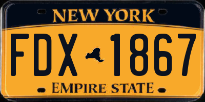 NY license plate FDX1867