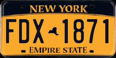 NY license plate FDX1871