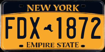 NY license plate FDX1872