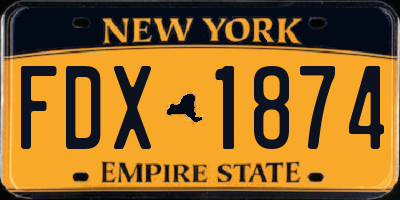 NY license plate FDX1874