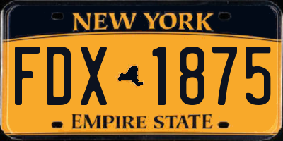 NY license plate FDX1875