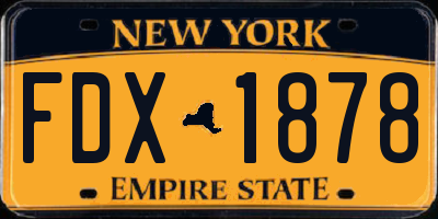 NY license plate FDX1878