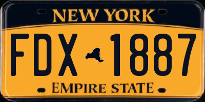 NY license plate FDX1887