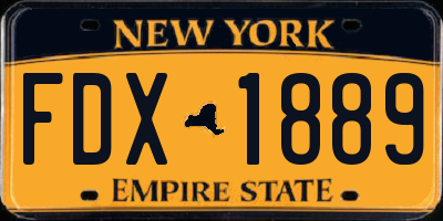 NY license plate FDX1889