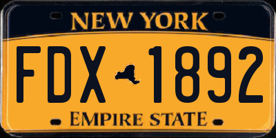 NY license plate FDX1892