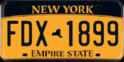 NY license plate FDX1899