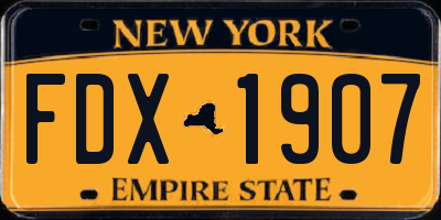 NY license plate FDX1907