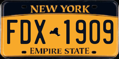 NY license plate FDX1909