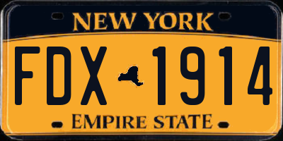 NY license plate FDX1914