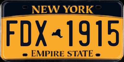 NY license plate FDX1915
