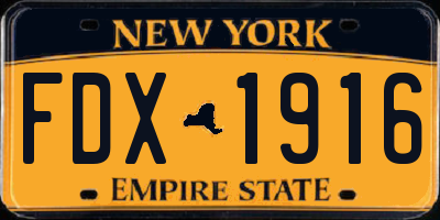 NY license plate FDX1916