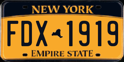 NY license plate FDX1919