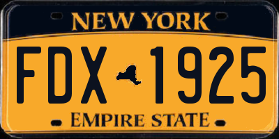 NY license plate FDX1925