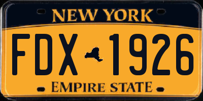 NY license plate FDX1926