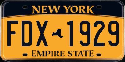 NY license plate FDX1929