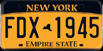 NY license plate FDX1945
