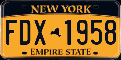 NY license plate FDX1958