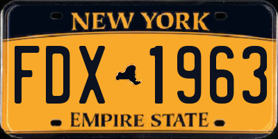 NY license plate FDX1963