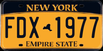 NY license plate FDX1977