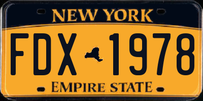 NY license plate FDX1978