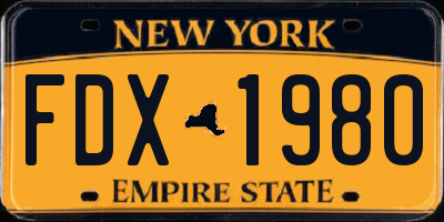 NY license plate FDX1980