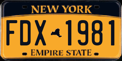 NY license plate FDX1981