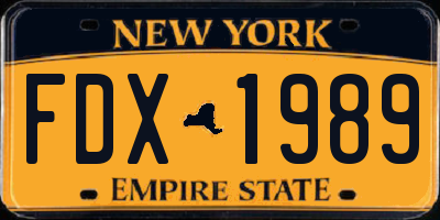 NY license plate FDX1989