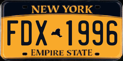NY license plate FDX1996