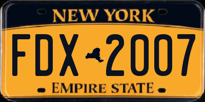 NY license plate FDX2007