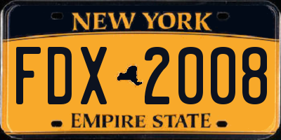 NY license plate FDX2008