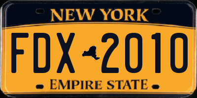 NY license plate FDX2010