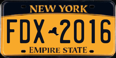 NY license plate FDX2016