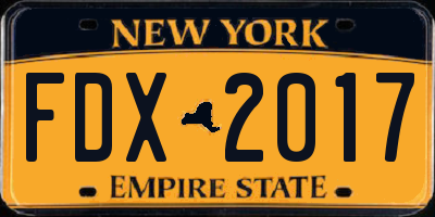 NY license plate FDX2017