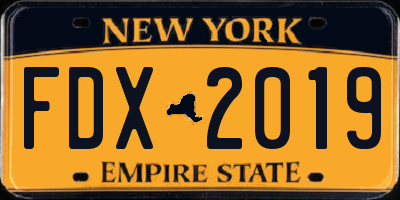 NY license plate FDX2019