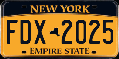 NY license plate FDX2025