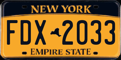 NY license plate FDX2033