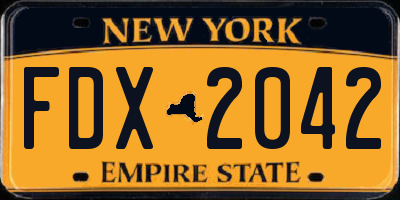 NY license plate FDX2042
