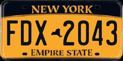 NY license plate FDX2043