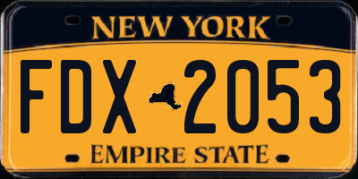 NY license plate FDX2053