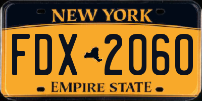 NY license plate FDX2060