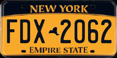 NY license plate FDX2062