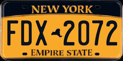 NY license plate FDX2072