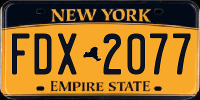 NY license plate FDX2077