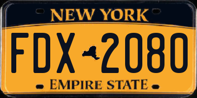 NY license plate FDX2080
